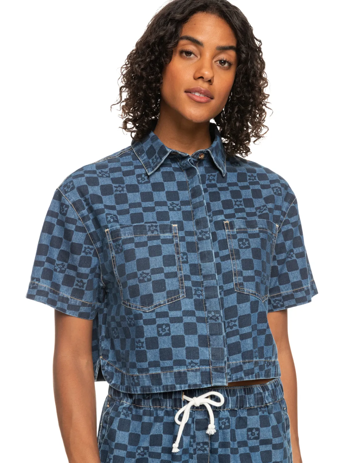 Blue Wave Club Printed - Kurzarm-Jeanshemd Fur Frauen>Roxy Hot
