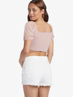 Flirty Walk Printed - Gerafftes Crop-Top Fur Frauen><noscript><img width=