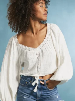 What A Vibe - Crop Top Mit Langen Armeln Fur Frauen><noscript><img width=