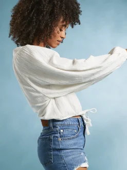 What A Vibe - Crop Top Mit Langen Armeln Fur Frauen><noscript><img width=
